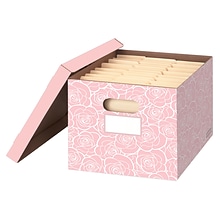 Fellows Basic Duty Storage Box, Lift Off Lid, Letter/Legal Pink Rose, 4/Pack (100016406)