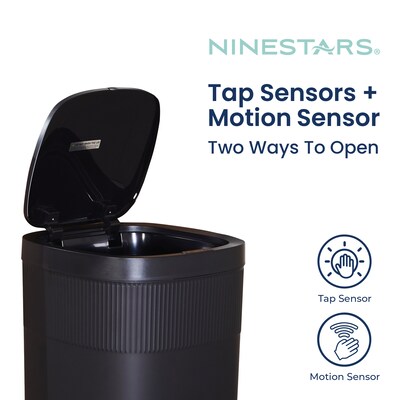 Nine Stars Plastic Motion Sensor Trash Can, 13.2 Gallon, Black, 2/Pack (CB50-36/12-36BK)