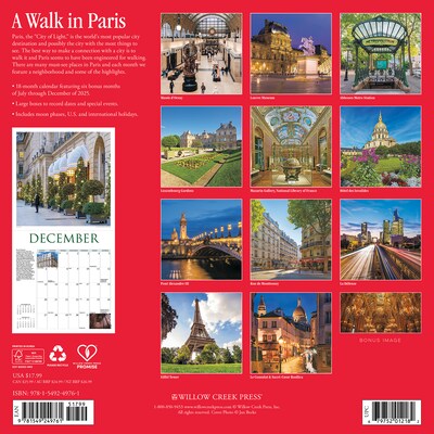 2026 Willow Creek A Walk in Paris 12 x 12 Monthly Wall Calendar (49761)