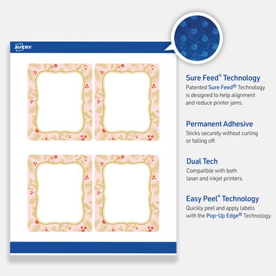 Avery Rectangle Multipurpose Labels, 4" x 3-1/3", White, 40/Pack (19479370487)