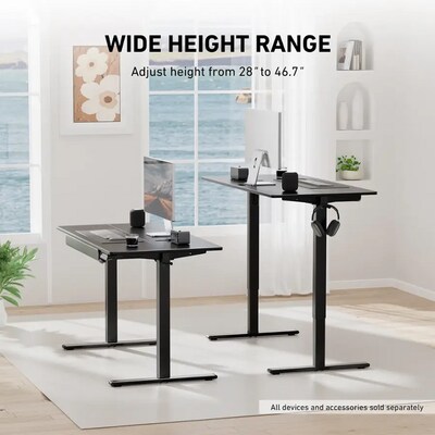 Huanuo 48"W Electric Rectangular Adjustable Standing Desk with Storage Drawer, Black (HNESD77B)