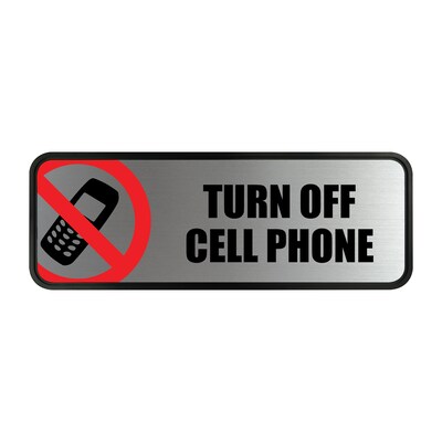 Cosco Turn Off Cell Phone Policiy Signs, 3 x 9, Silver (098211)