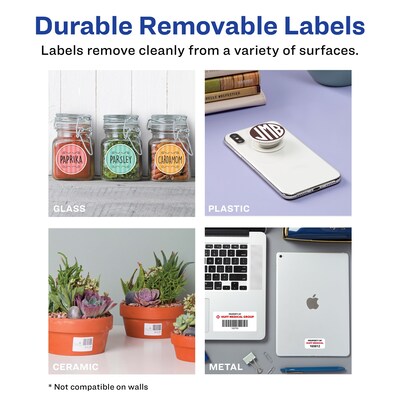 Avery Laser/Inkjet Square Multipurpose Labels, 2" x 2", Matte White, 36 Labels/Pack (94107)