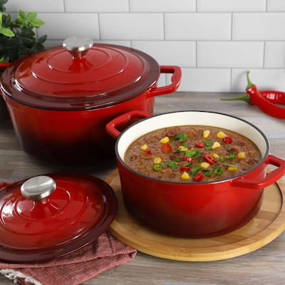 Elama Cast Iron 2.7 Qt Dutch Oven, Red (935124508M)