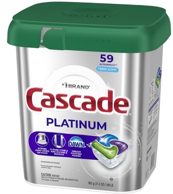 Cascade Platinum ActionPacs Dishwashing Detergent Pacs, Fresh Scent, 59 Pacs/Pack (97726)