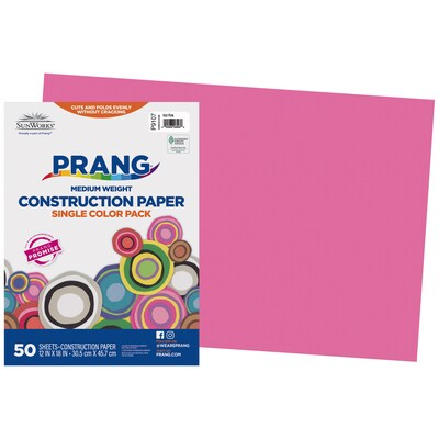 Prang 12 x 18 Construction Paper, Hot Pink, 50 Sheets/Pack (P9107-0001)