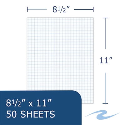 Roaring Spring Paper Products Graph Pad, 8.5" x 11", Graph Ruled, White, 50 Sheets/Pad, 72 Pads/Carton (95161CS)