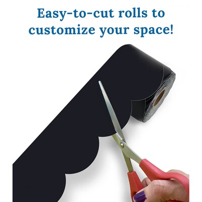 Carson Dellosa Education Rolled Scalloped Bulletin Board Borders, 3" x 65', Black, 3/Bundle (CD-108515-3)
