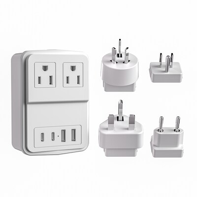LAX USB PD 20W Travel Adapter 2-Outlet 4-USB Surge Protector, White (INTSG2W)