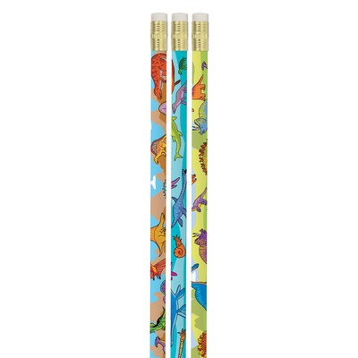 Musgrave Pencil Company Dynamic Dinosaurs Wooden Pencil, #2 Medium Lead, 12 Pencils/Pack, 12/Packs (MUS1460D-12)