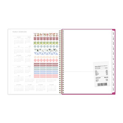 2027 Blue Sky Kelly Ventura Magenta Blooms 8.5" x 11" Calendar Year Weekly & Monthly Standard Planner, Plastic Cover