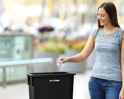 Alpine Industries Plastic Trash Can, 23 Gallon, Black, 2/Pack (ALP477-BLK-2PK)