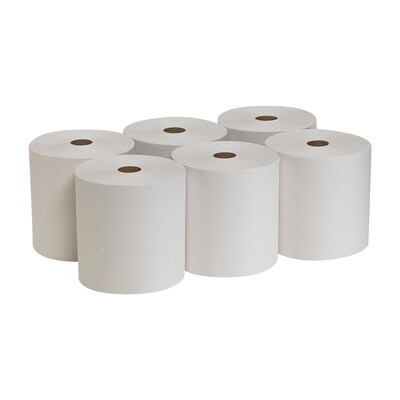 Pacific Blue Basic Recycled Hardwound Paper Towels, 1-ply, 800 ft./Roll, 6 Rolls/Carton (26601)