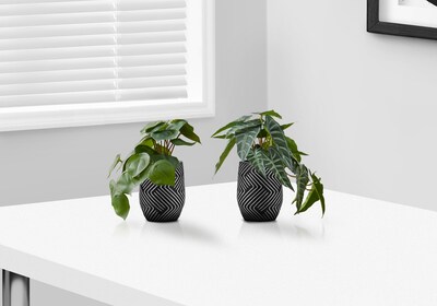Monarch Specialties Inc. 8" Artificial Alocasia Plant in Pot, 2/Set (I 9559)