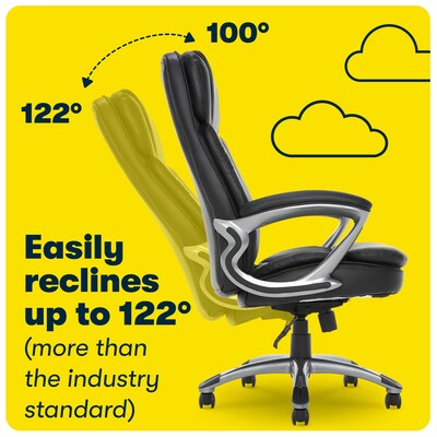 Serta Big & Tall Ergonomic Faux Leather Executive Big & Tall Chair, 350 lb. Capacity, Black (43675OSS)