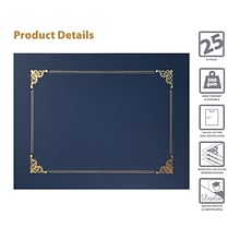 Better Office Certificate Holders, 8.75 x 11.25, Navy Blue/Gold, 25/Pack (65252-25PK)