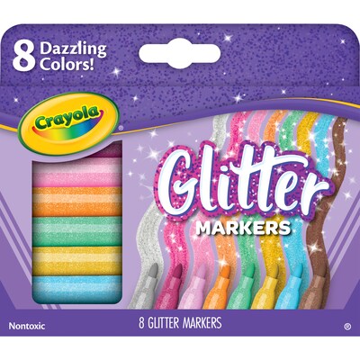 Crayola Glitter Kids Markers, Assorted Colors, 8/Pack, 3 Packs/Bundle (BIN588643-3)