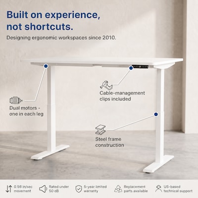 Uncaged Ergonomics Rise Up 3-stage Dual Motor Electric Standing Desk Frame, White, Desktop Not Included (RUW)