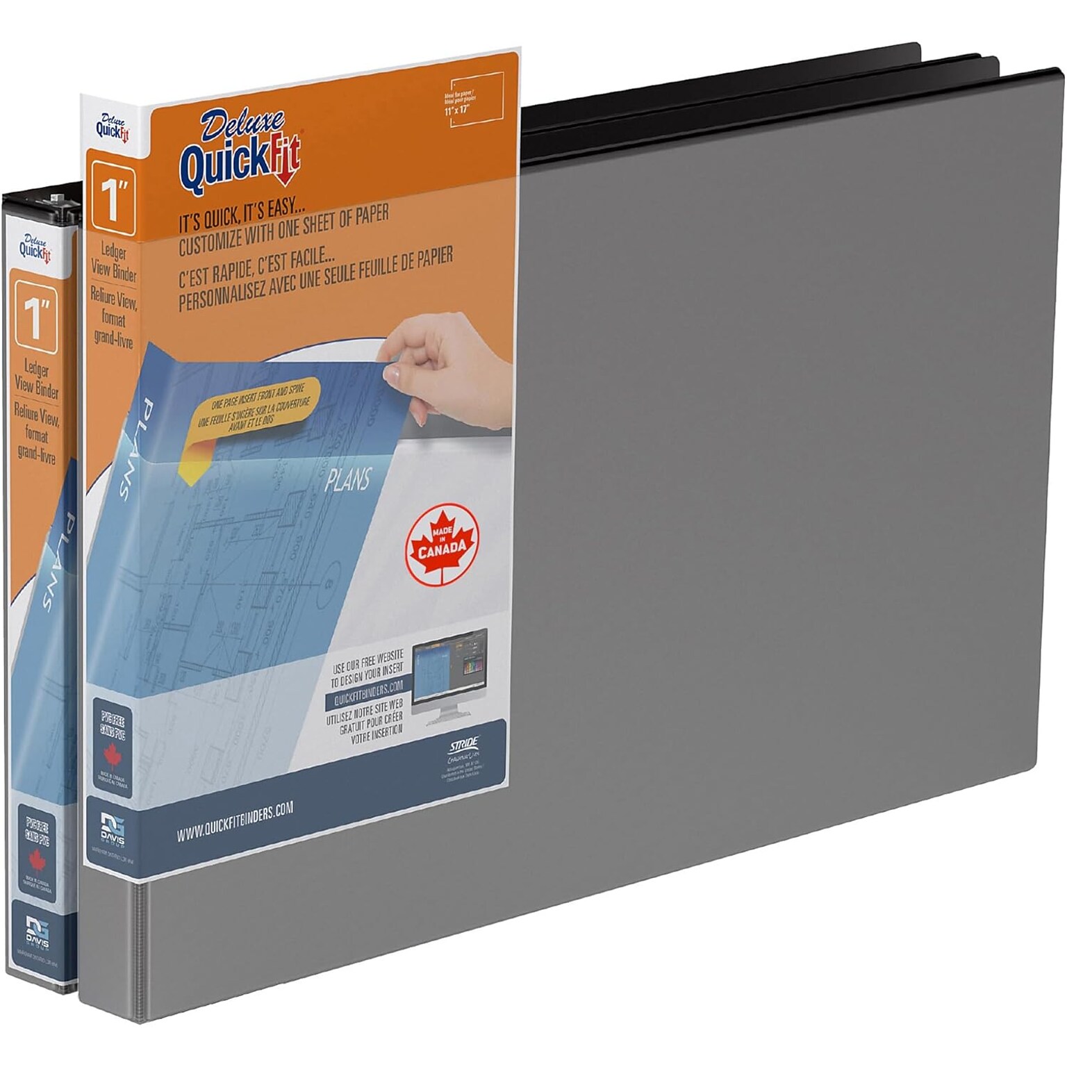 Davis Group QuickFit Heavy Duty 1 3-Ring Standard Binders, D-Ring, Black, 2/Pack (94011-02)
