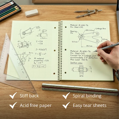 Roaring Spring Paper Products Signature 1-Subject Professional Notebooks, 8.5" x 11", Graph Ruled, 80 Sheets, Green (11382)