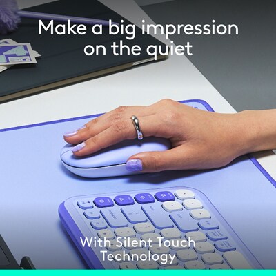 Logitech POP Wireless Ambidextrous Optical Mouse, Lilac (910-007410)