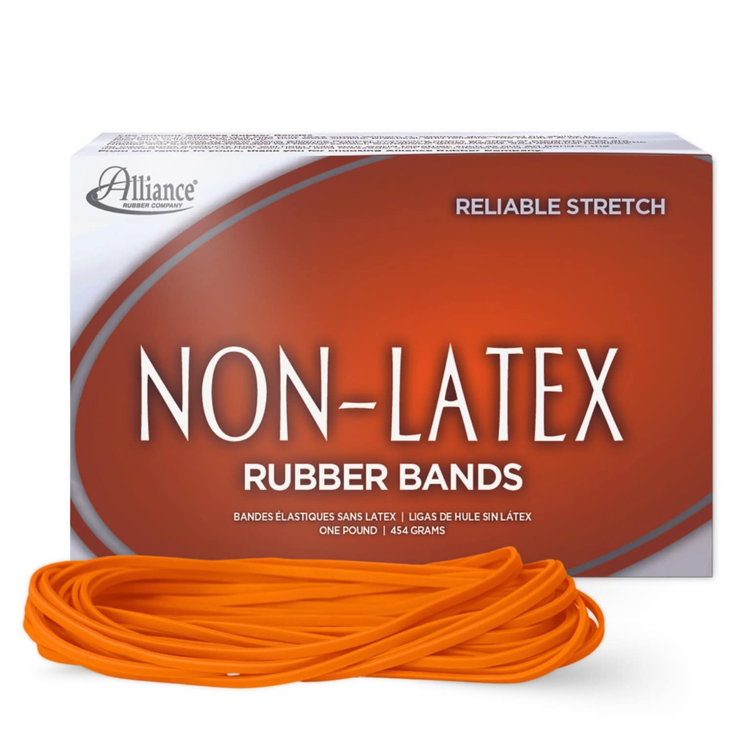 Alliance Non-Latex #117B File Bands, 7 x 1/8, Orange, 250/Pack (37176)