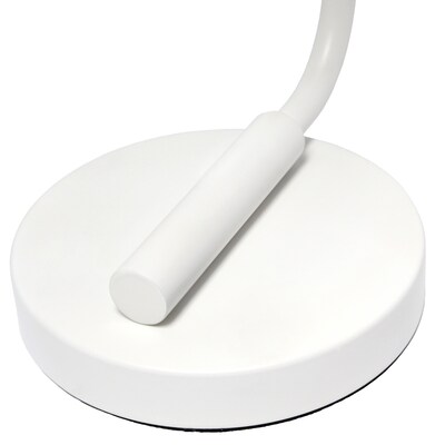 Creekwood Home Vintage Vantage 18.8" Minimalist Industrial Curved Arm Desk Lamp, Feit LED Bulb, White (CWD-1013-WH-LB)