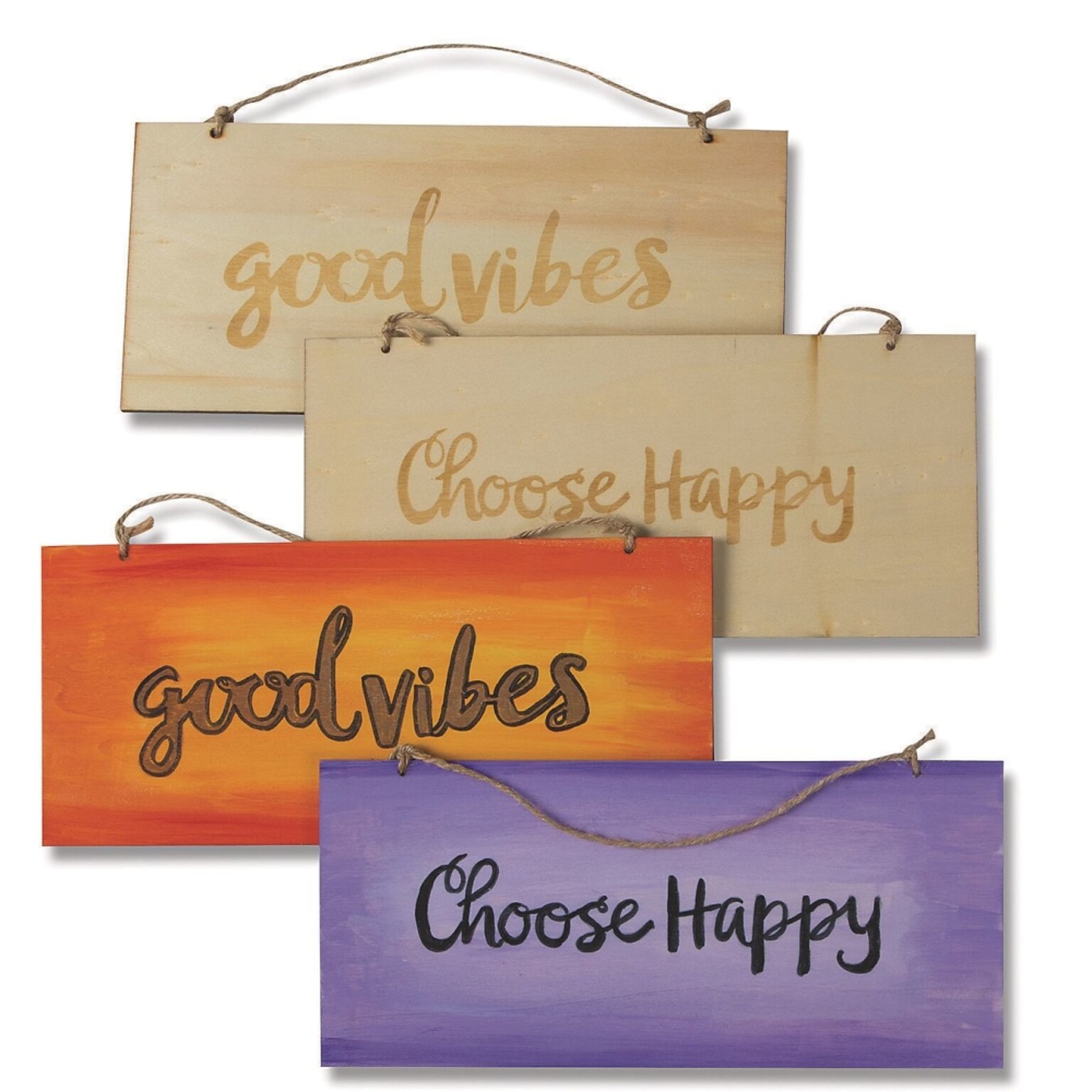 S&S Double Sided Wood Plaques: Positive, 6/Pack (WD7369)