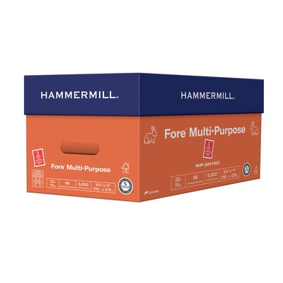 Hammermill Fore 8.5" x 11", 3-Hole Punched Multipurpose Paper, 20 lbs., 96 Brightness, 500 Sheets/Ream (103275)