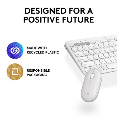 Logitech Pebble 2 Wireless Keyboard and Optical Mouse Combo, Tonal White (920-012198)