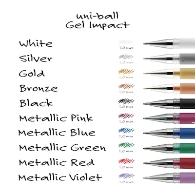 uni-ball Signo Gel Impact Retractable Gel Pen, Bold Point, 1.0mm, Assorted Ink, 3/Pack (1919997)