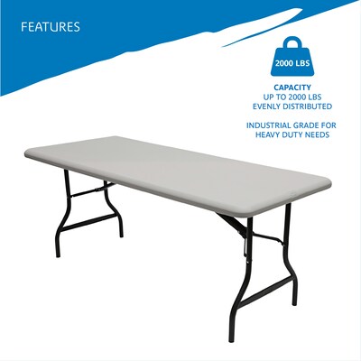 ICEBERG IndestrucTable 30" x 96" Plastic Folding Table, Platinum Granite (65233)
