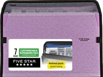 Five Star Reinforced Plastic Accordion File, 7-Pocket, Letter Size, Amethyst Purple (35170)