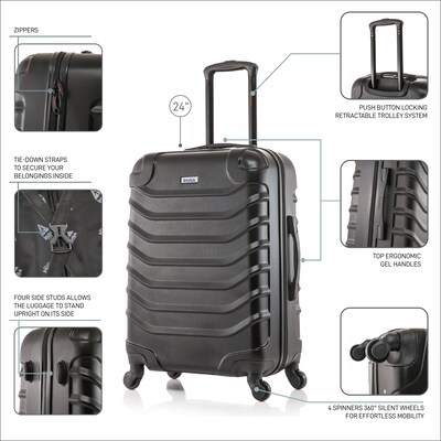 InUSA Endurance 25.39 Hardside Suitcase, 4-Wheeled Spinner, TSA Checkpoint Friendly, Black (IUEND00M-BLK)