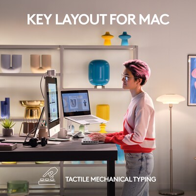 Logitech MX Mechanical Mini for Mac Wireless Ergonomic Keyboard, Pale Gray (920-010553)