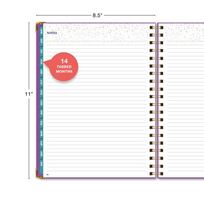 2026-2027 Excello Brands 8.5" x 11" Academic Weekly & Monthly Family Planner, Paperboard Cover, Rainbow Floral (FAM-AY26-0053)