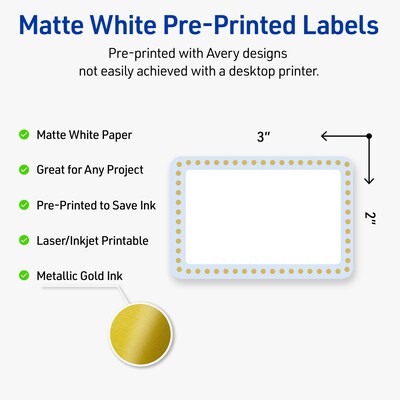 Avery Laser/Inkjet Rectangle Multipurpose Labels, 2 x 3, White, 80/Pack (S00DMB)