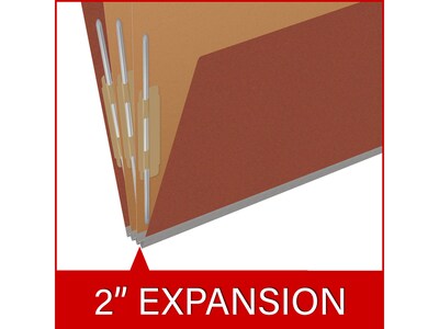 Medical Arts Press Pressboard Classification Folder, 2 Dividers, 2" Expansion, Letter Size, Red, 10/Box (DV-T42-26-3RED-PKT)