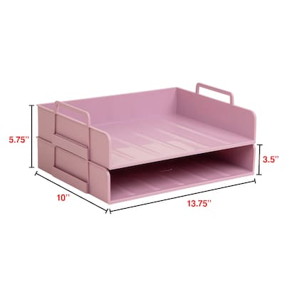 Staples Plastic Side Loading Stackable Letter Tray, Letter Size, Dusty Pink, 2/Pack (ST63884)
