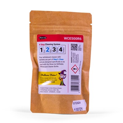Show-me Refillable Dry Erase Board Cleaner Sachets, 6/Pack (EPTWCE500R6)