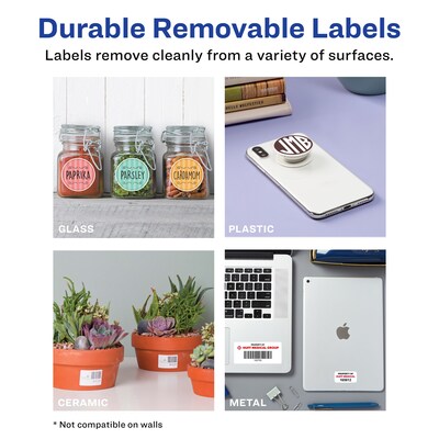 Avery Laser/Inkjet Square Multipurpose Labels, 3" x 3", Matte White, 48 Labels/Pack (94101)