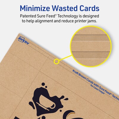 Avery Matte General Use Blank Cards, Kraft Brown, 75/Pack (95337)