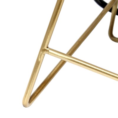 Simple Designs Down to the Wire Table Lamp Fabric Shade, Gold with White Shade (LT2066-GDW)