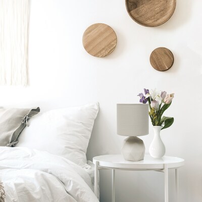 Simple Designs Geometric Concrete Lamp, Gray (LT2060-GRY)