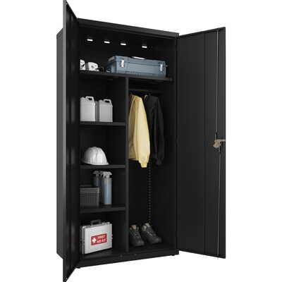 Lorell Fortress Series 72" Steel Wardrobe Cabinet, Black (LLR66966)
