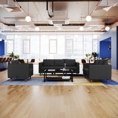 Flash Furniture Hercules Artemis LeatherSoft Reception Set, Black, 3-Pieces (ZB8921SETBLK)