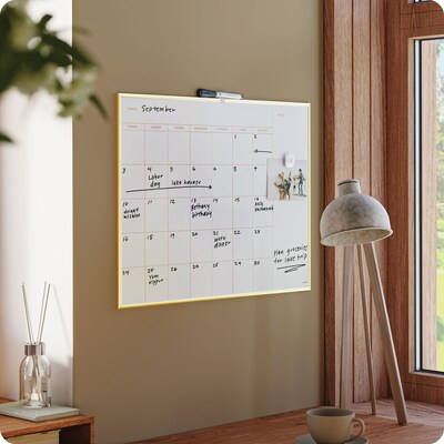 U Brands Magnetic Painted Steel Dry-Erase Calendar Whiteboard, Aluminum Frame, 17" x 23" (7079U00-01)
