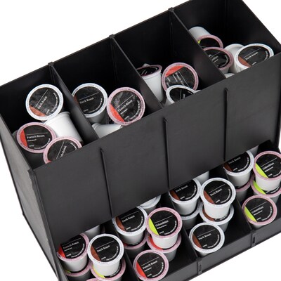 Mind Reader Plastic 4-Compartment Single Serve Coffee Pod Dispenser, 120 Pod Capacity, Black (CPODBK-BLK)
