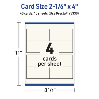 Avery Matte General Use Blank Cards, Ivory, 40/Pack (95330)
