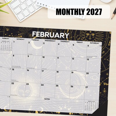 2027 Willow Creek Celestial 17" x 12" Monthly Desk Pad Calendar, Assorted Colors (66461)